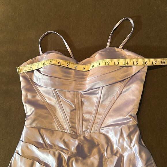 Women’s Purple Full Length Prom Party Dress Criss Cross Straps Leg Slit Size 2 - Picture 10 of 14